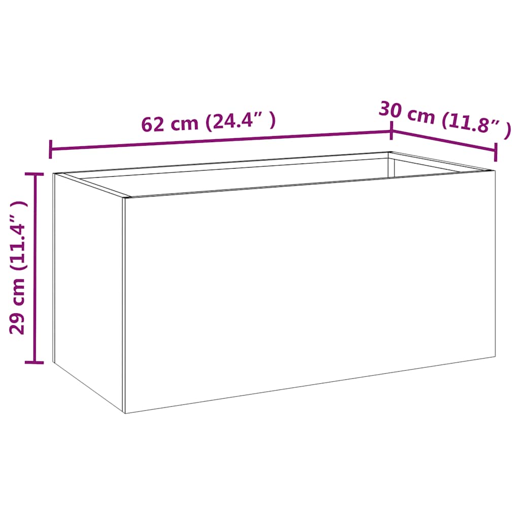 vidaXL Donica, 62x30x29 cm, stal kortenowska
