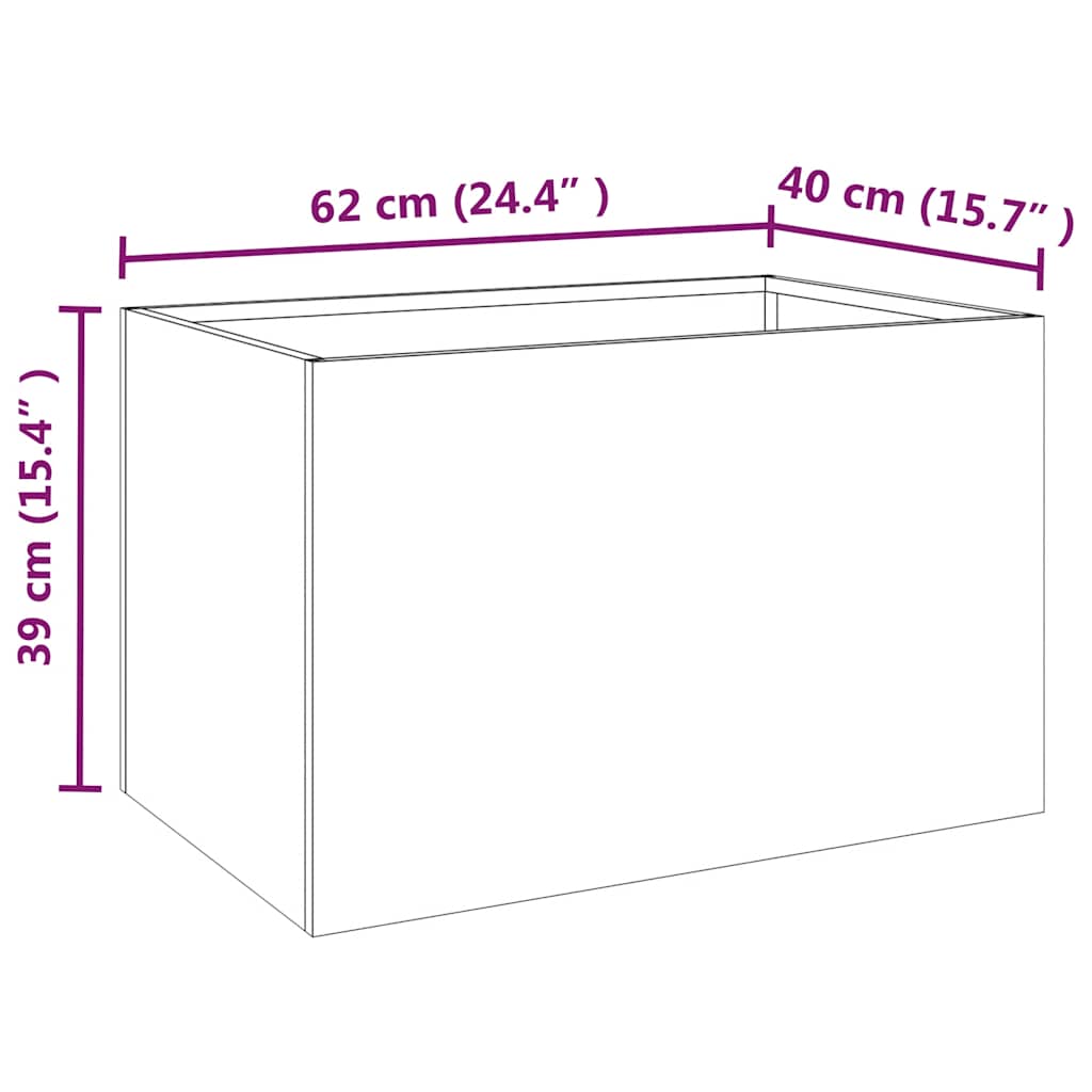vidaXL Donica, 62x40x39 cm, stal kortenowska