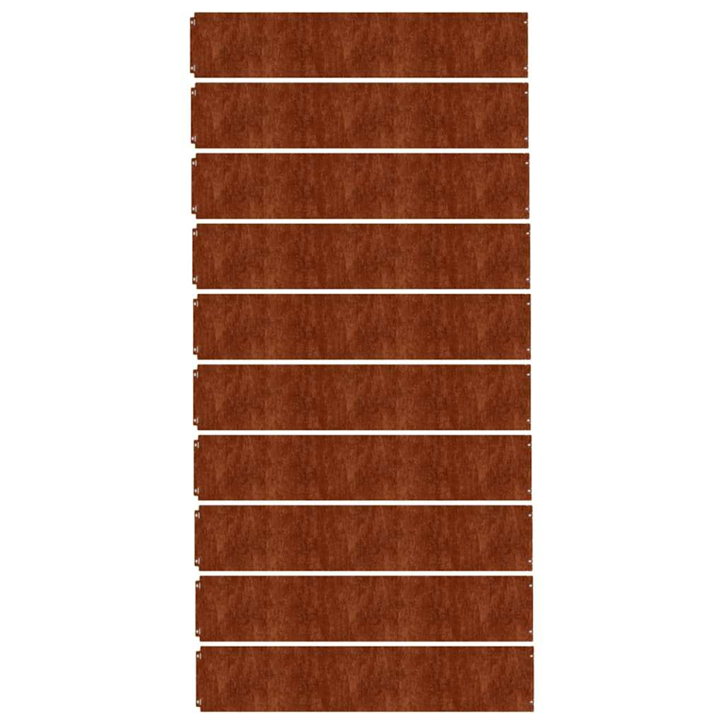 vidaXL Obrzeża trawnikowe, 10 szt., 20x103 cm, giętkie, stal Corten