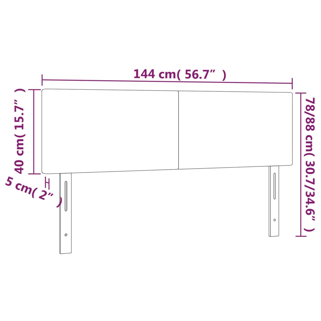 vidaXL Zagłówki, szare, 144x5x78/88 cm, sztuczna skóra