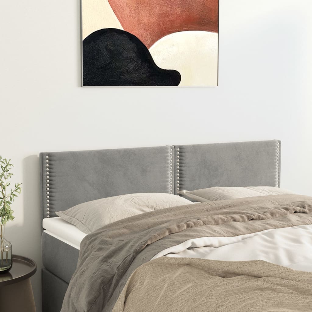 vidaXL Zagłówki, jasnoszare, 144x5x78/88 cm, aksamit