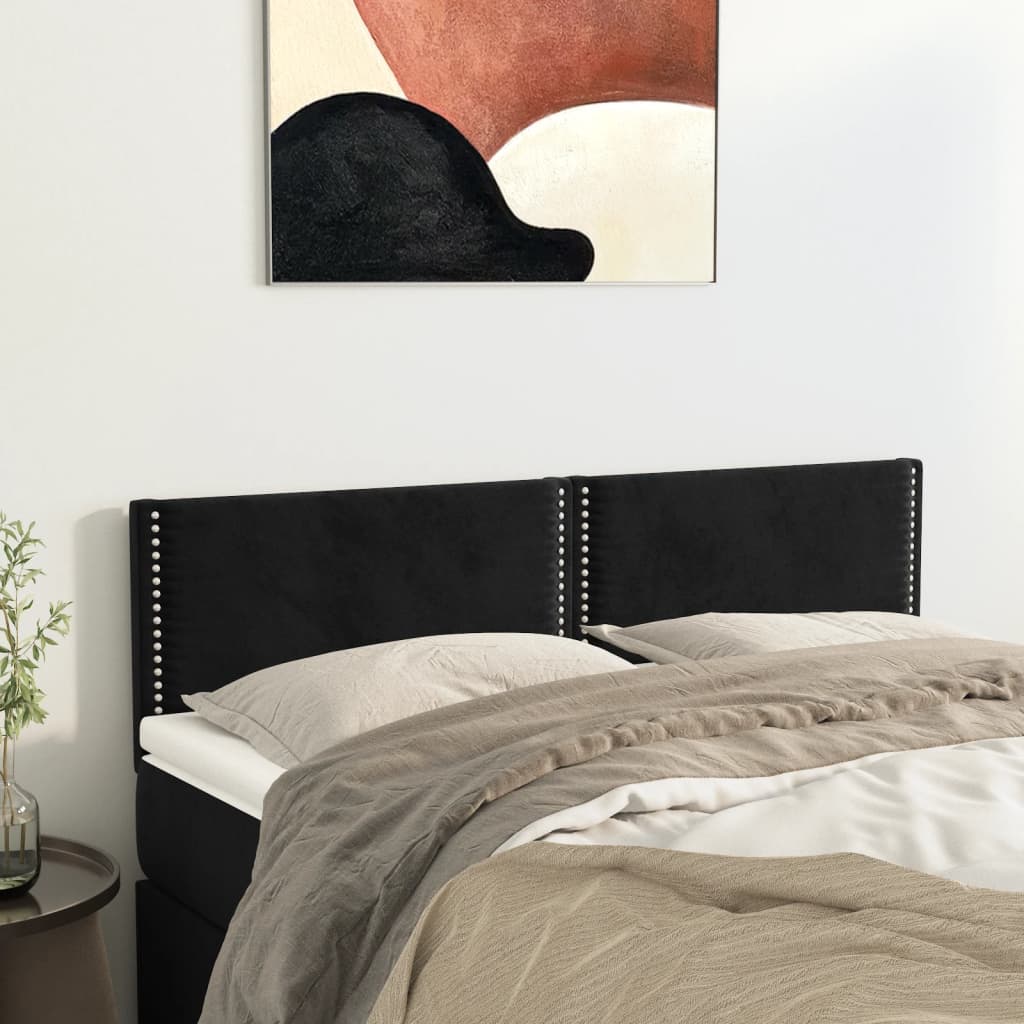 vidaXL Zagłówki, czarne, 144x5x78/88 cm, aksamit