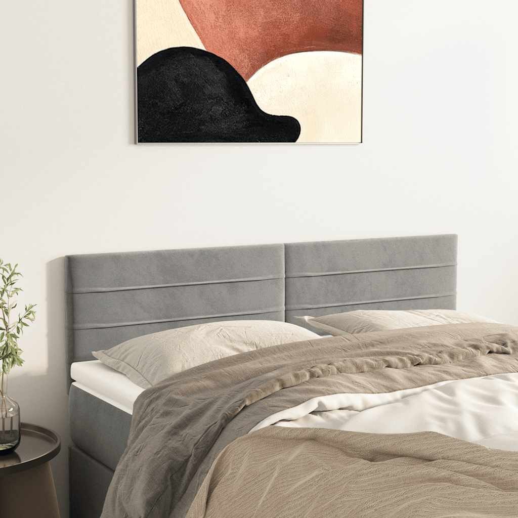 vidaXL Zagłówki, jasnoszare, 144x5x78/88 cm, aksamit