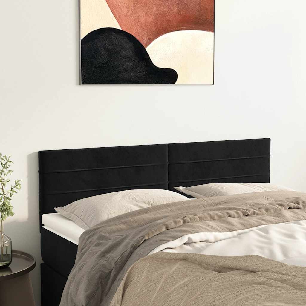 vidaXL Zagłówki, czarne, 144x5x78/88 cm, aksamit