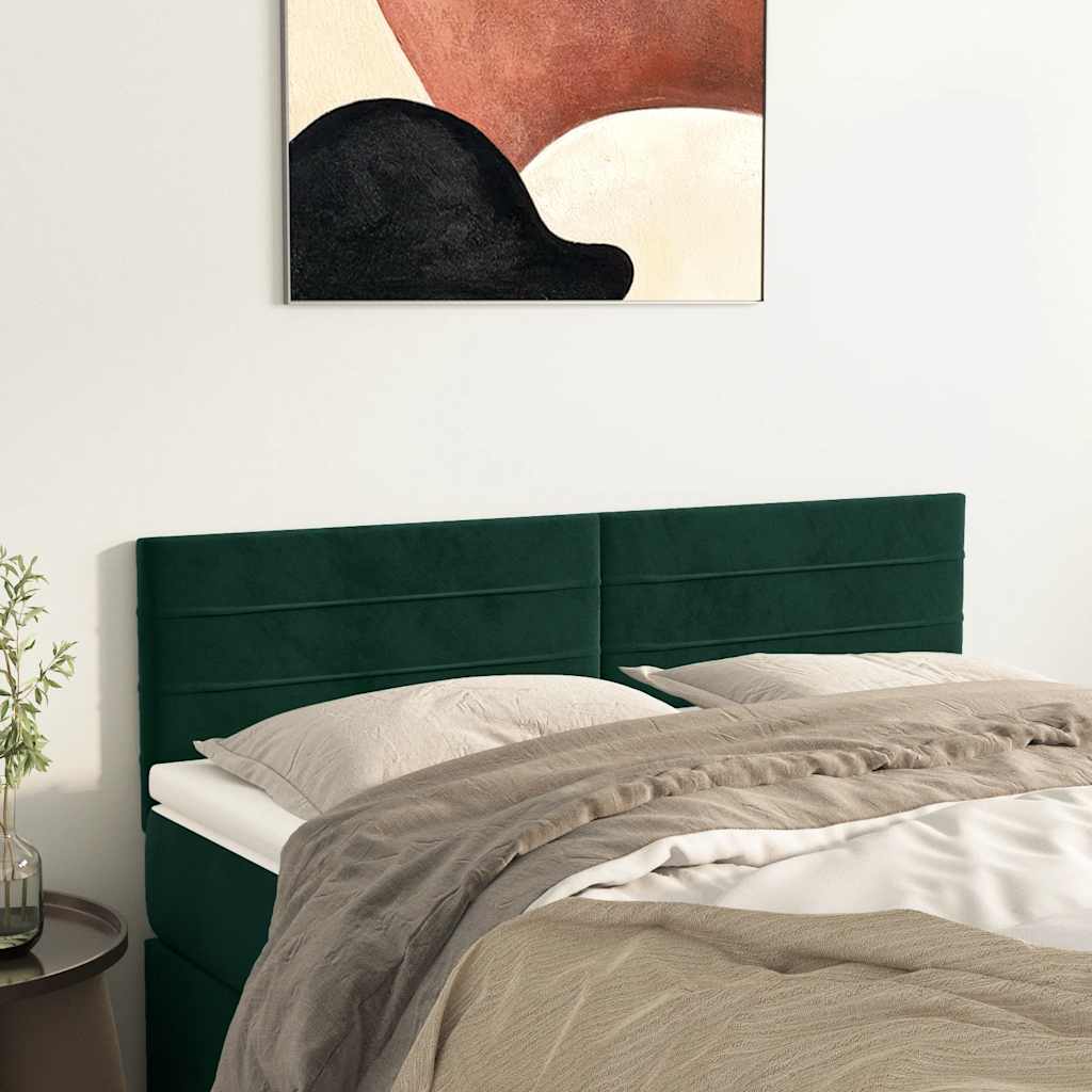 vidaXL Zagłówki, ciemnozielone, 144x5x78/88 cm, aksamit