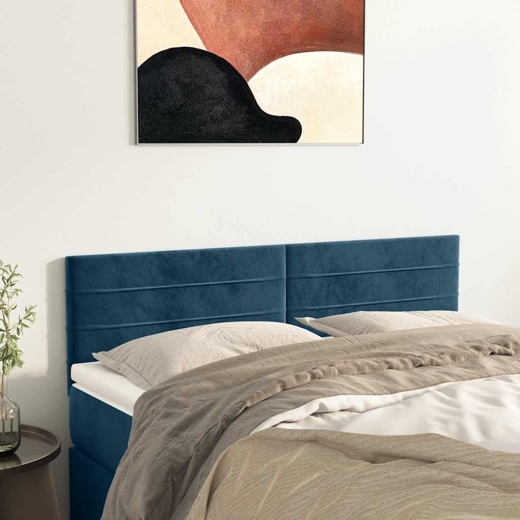 vidaXL Zagłówki, ciemnoniebieski, 144x5x78/88 cm, aksamit