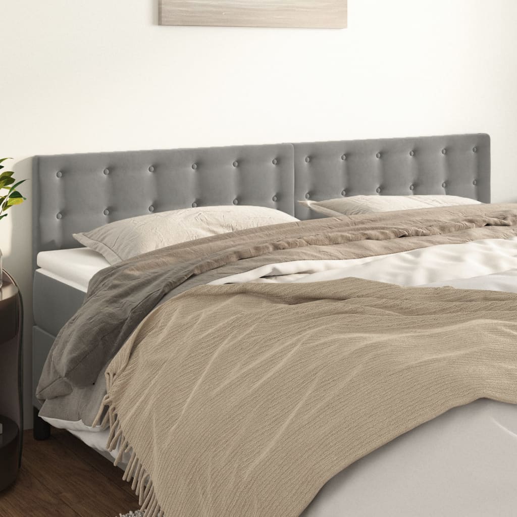 vidaXL Zagłówki, jasnoszare, 200x5x78/88 cm, aksamit
