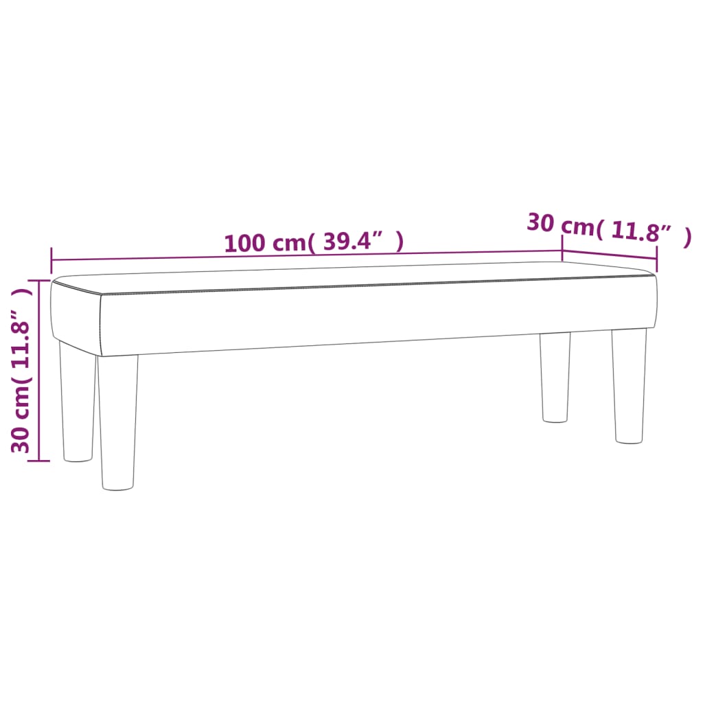 vidaXL Ławka, czarna, 100x30x30 cm, tapicerowana tkaniną