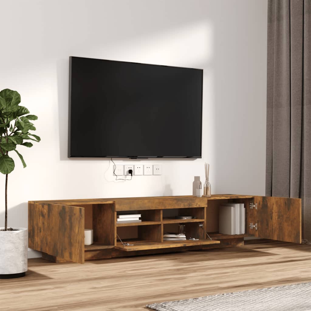 vidaXL Zestaw 2 szafek TV z oświetleniem LED, przydymiony dąb