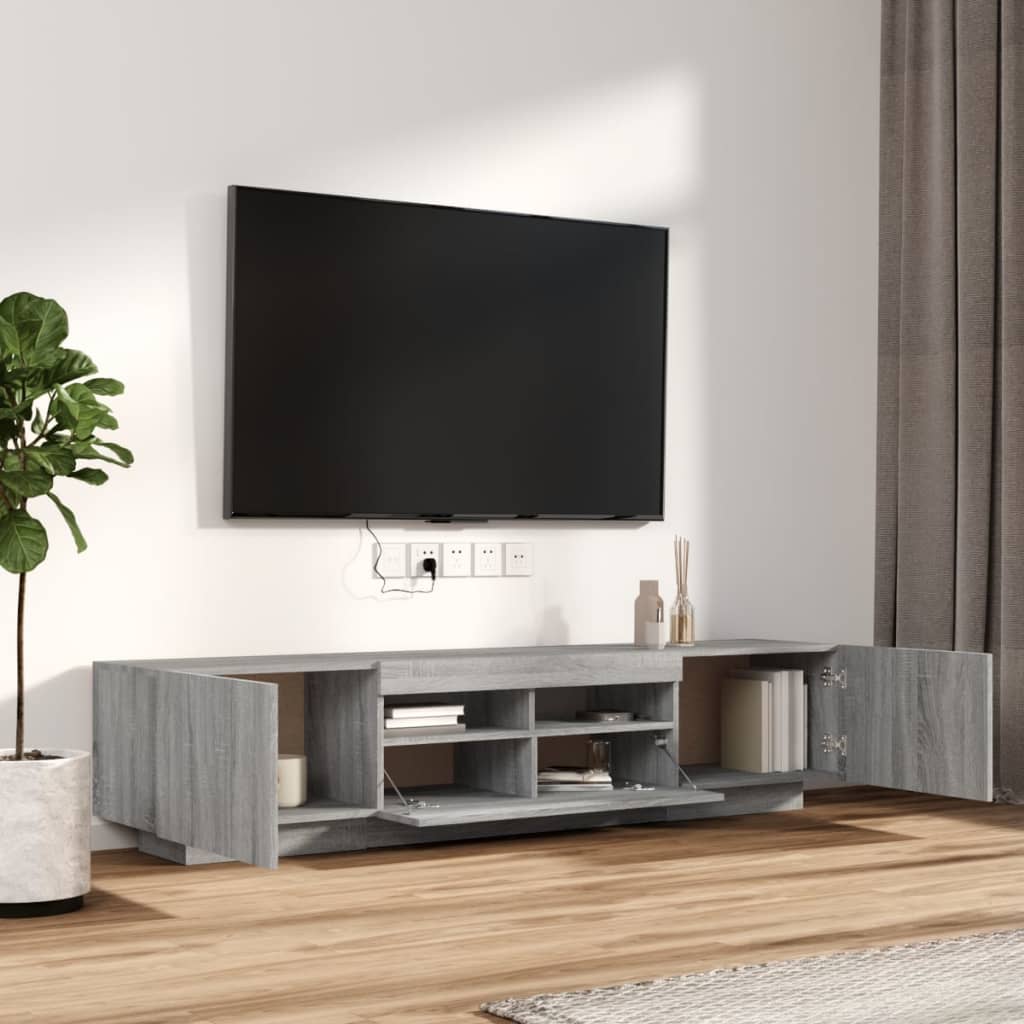 vidaXL Zestaw 2 szafek TV z oświetleniem LED, szary dąb sonoma
