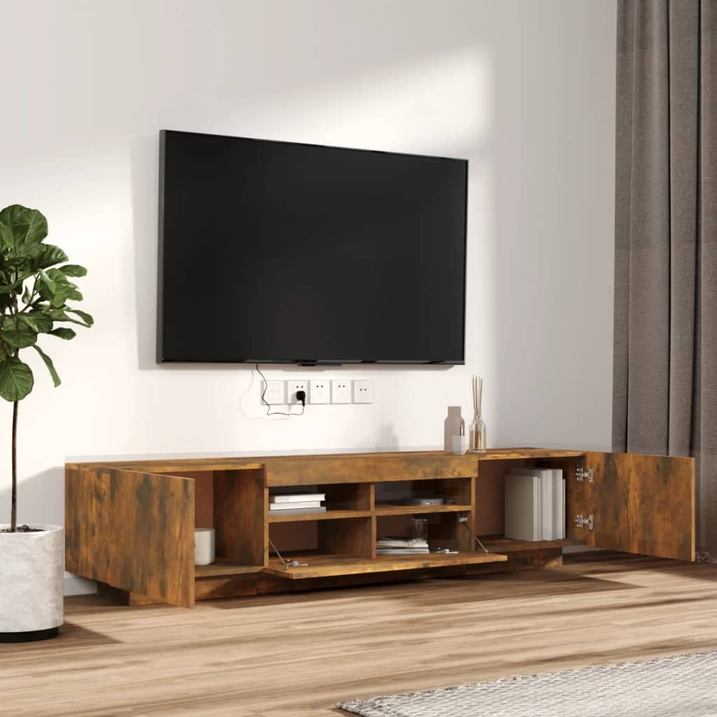 vidaXL Zestaw 2 szafek TV z oświetleniem LED, przydymiony dąb