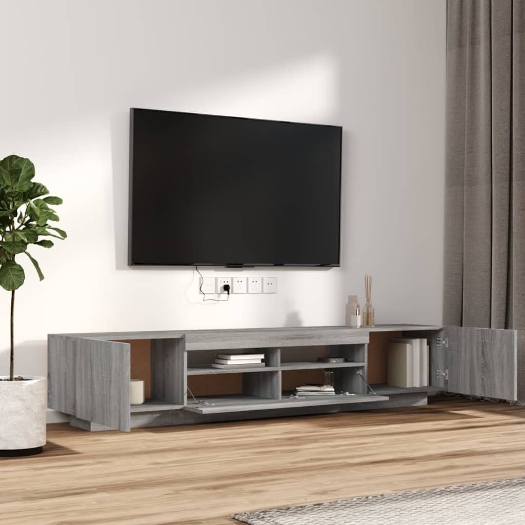vidaXL Zestaw 2 szafek TV z oświetleniem LED, szary dąb sonoma