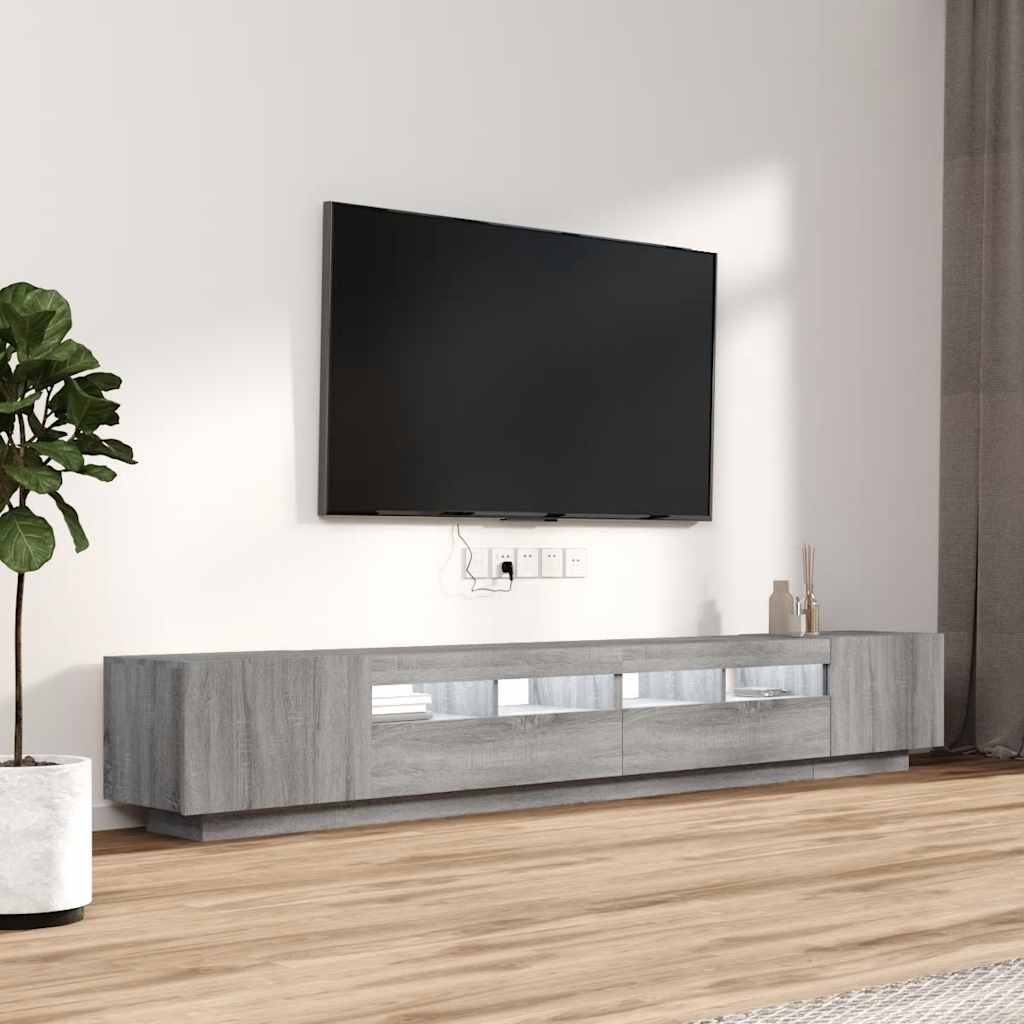 vidaXL Zestaw 3 szafek TV z oświetleniem LED, szary dąb sonoma