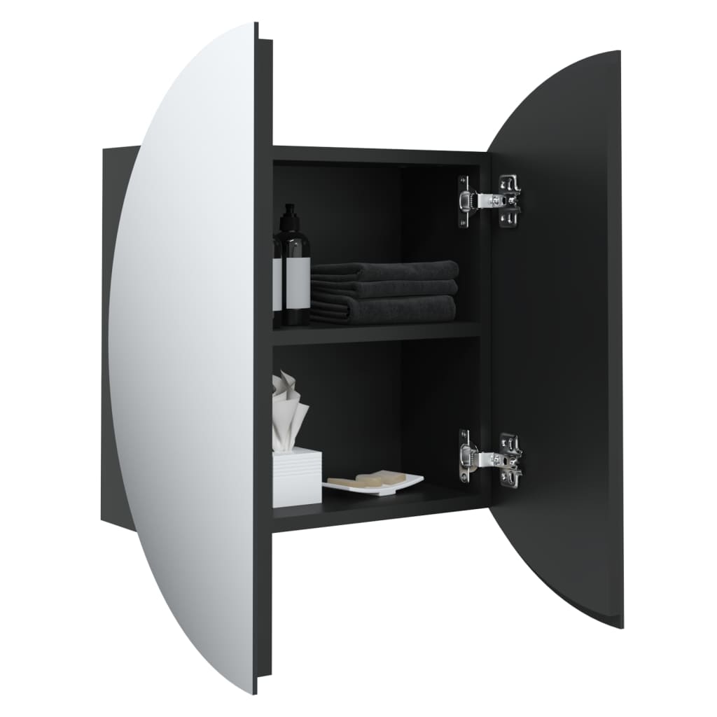 vidaXL Szafka łazienkowa z lustrem i LED, czarny, 40x40x17,5 cm
