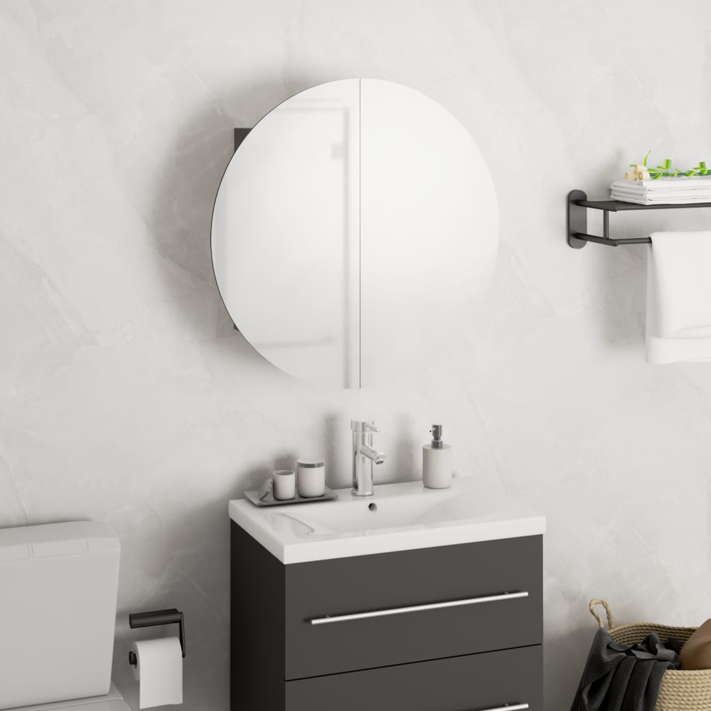 vidaXL Szafka łazienkowa z lustrem i LED, szary, 40x40x17,5 cm