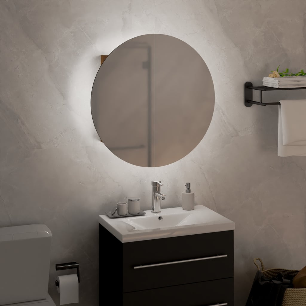 vidaXL Szafka łazienkowa z lustrem i LED, dąb, 40x40x17,5 cm