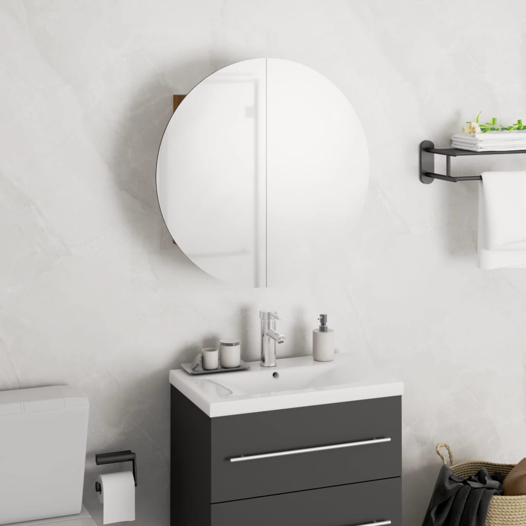vidaXL Szafka łazienkowa z lustrem i LED, dąb, 40x40x17,5 cm