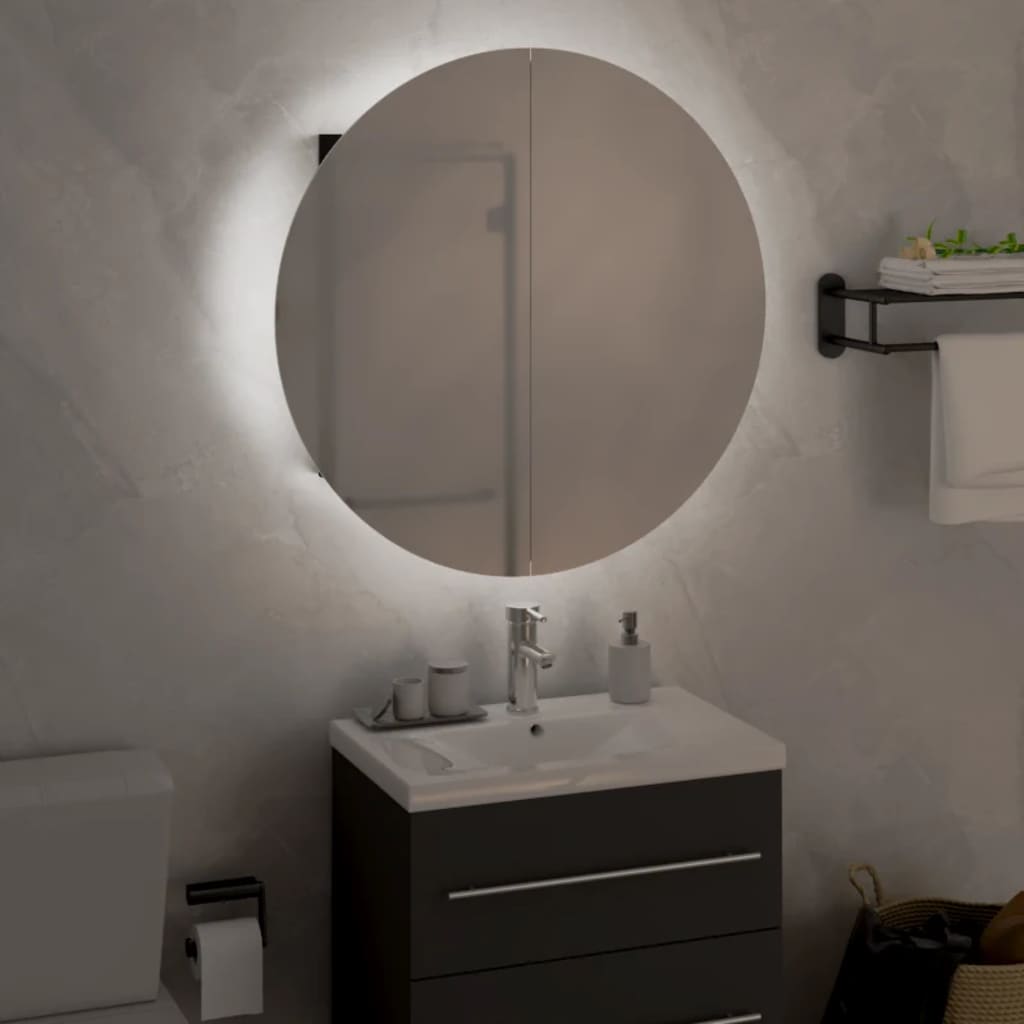vidaXL Szafka łazienkowa z lustrem i LED, czarny, 47x47x17,5 cm
