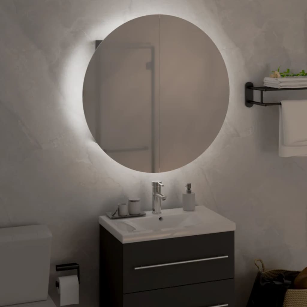 vidaXL Szafka łazienkowa z lustrem i LED, szary, 47x47x17,5 cm