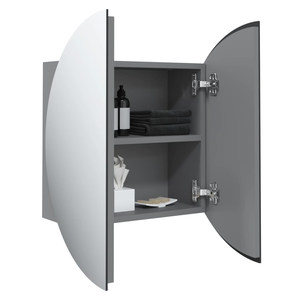 vidaXL Szafka łazienkowa z lustrem i LED, szary, 47x47x17,5 cm