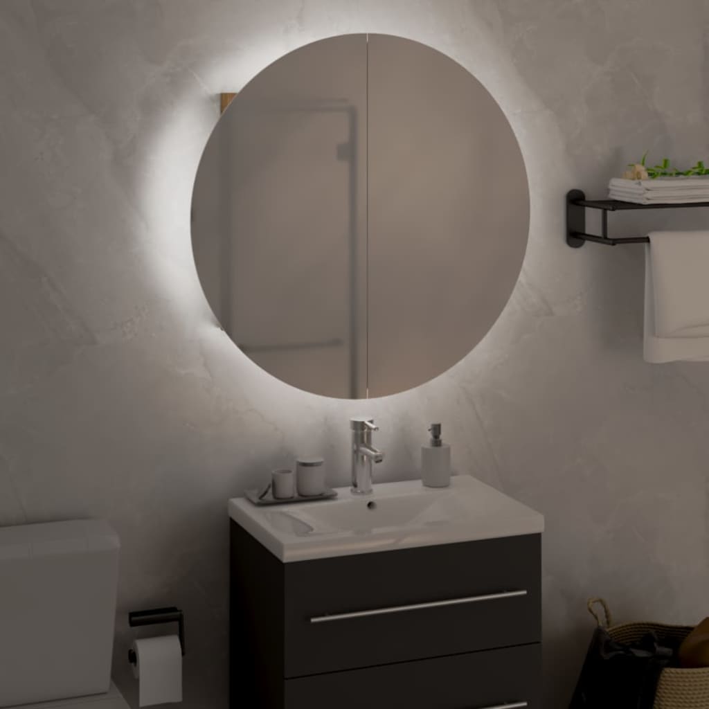vidaXL Szafka łazienkowa z lustrem i LED, dąb, 47x47x17,5 cm