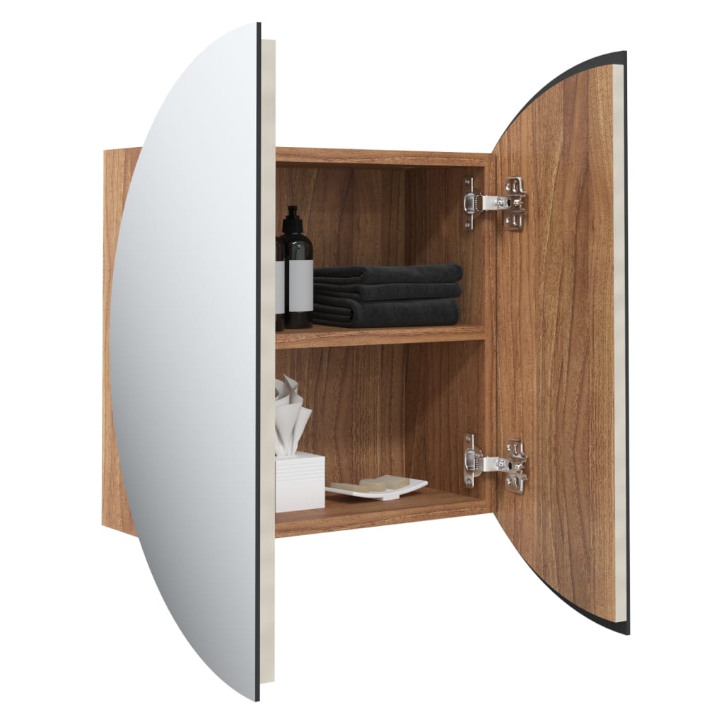 vidaXL Szafka łazienkowa z lustrem i LED, dąb, 47x47x17,5 cm