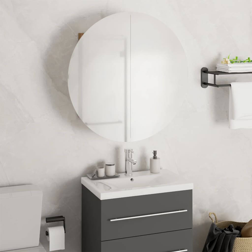 vidaXL Szafka łazienkowa z lustrem i LED, dąb, 47x47x17,5 cm