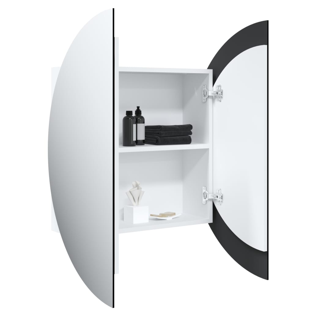 vidaXL Szafka łazienkowa z lustrem i LED, biała, 54x54x17,5 cm