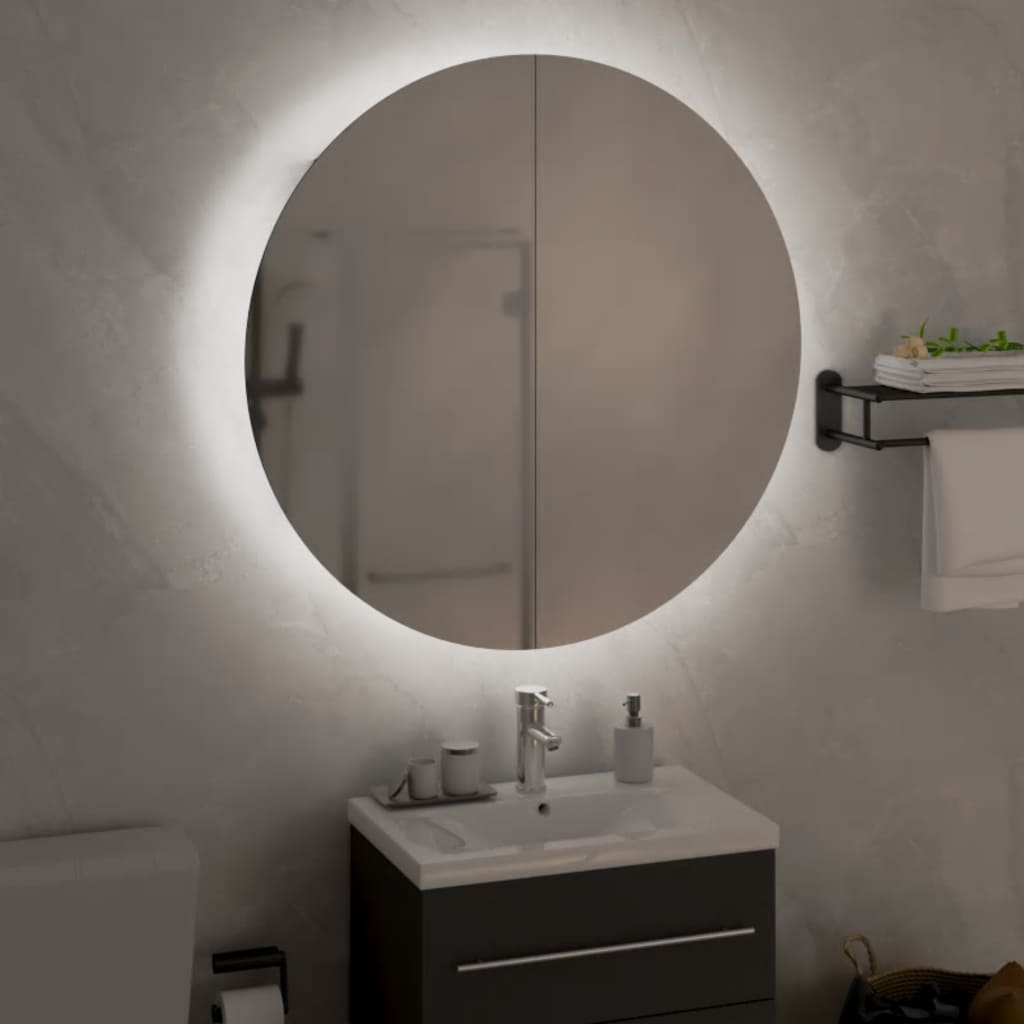 vidaXL Szafka łazienkowa z lustrem i LED, czarny, 54x54x17,5 cm