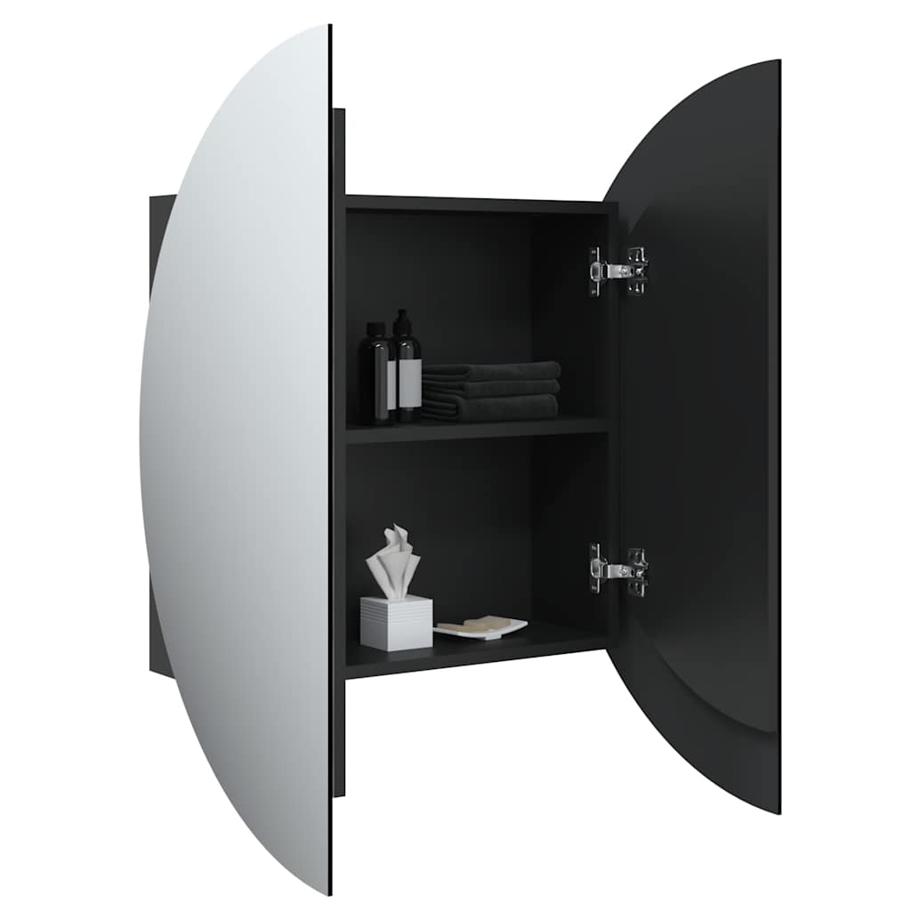 vidaXL Szafka łazienkowa z lustrem i LED, czarny, 54x54x17,5 cm