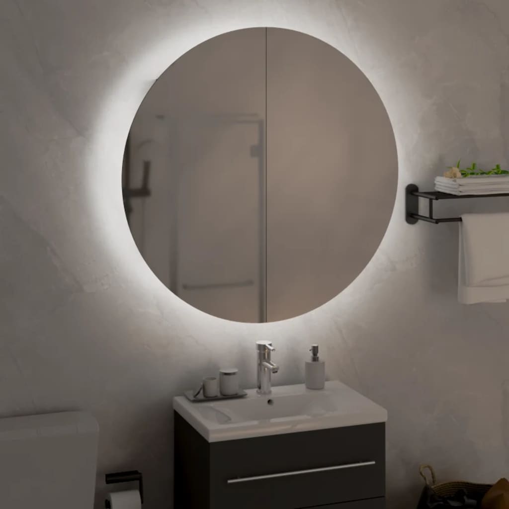 vidaXL Szafka łazienkowa z lustrem i LED, szary, 54x54x17,5 cm
