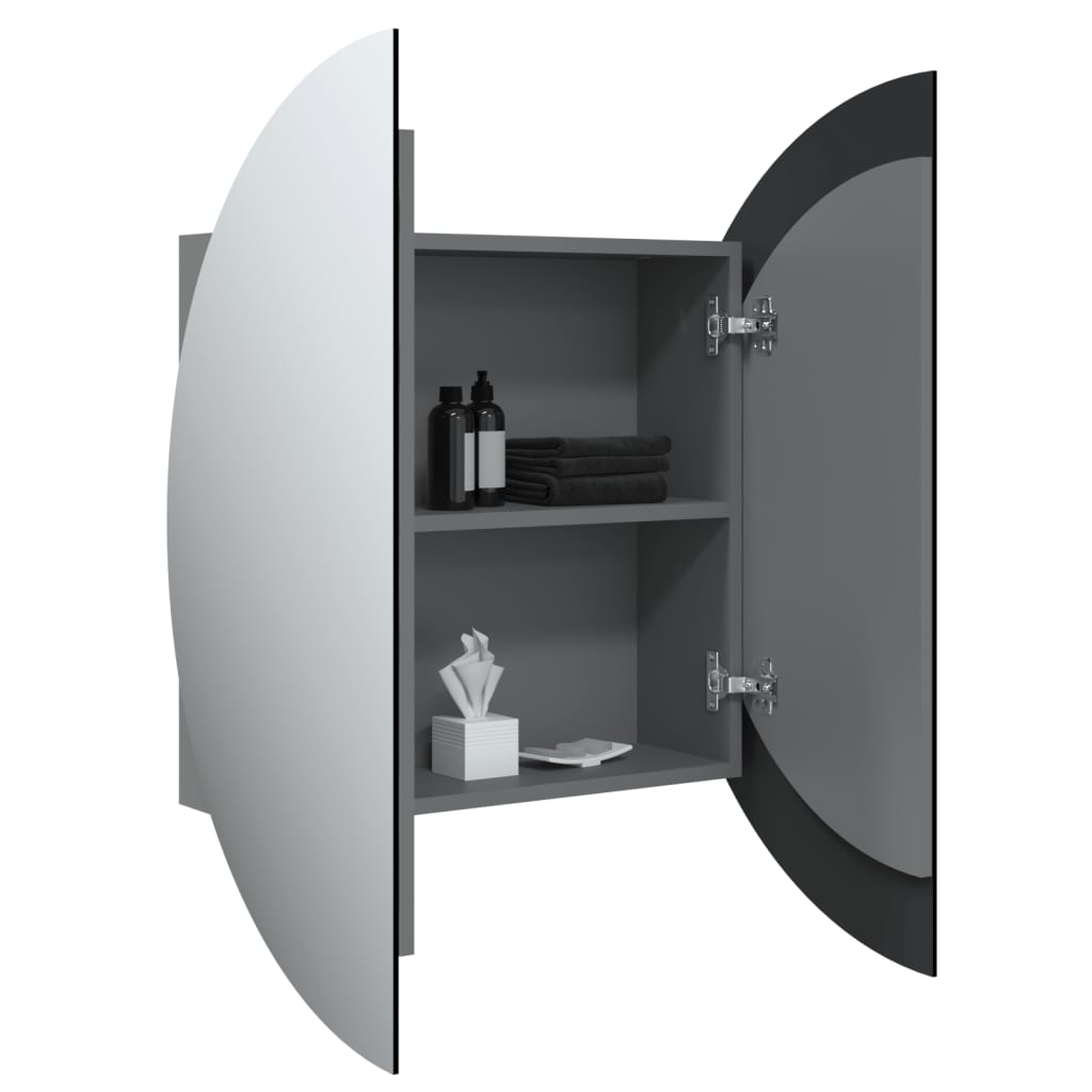 vidaXL Szafka łazienkowa z lustrem i LED, szary, 54x54x17,5 cm