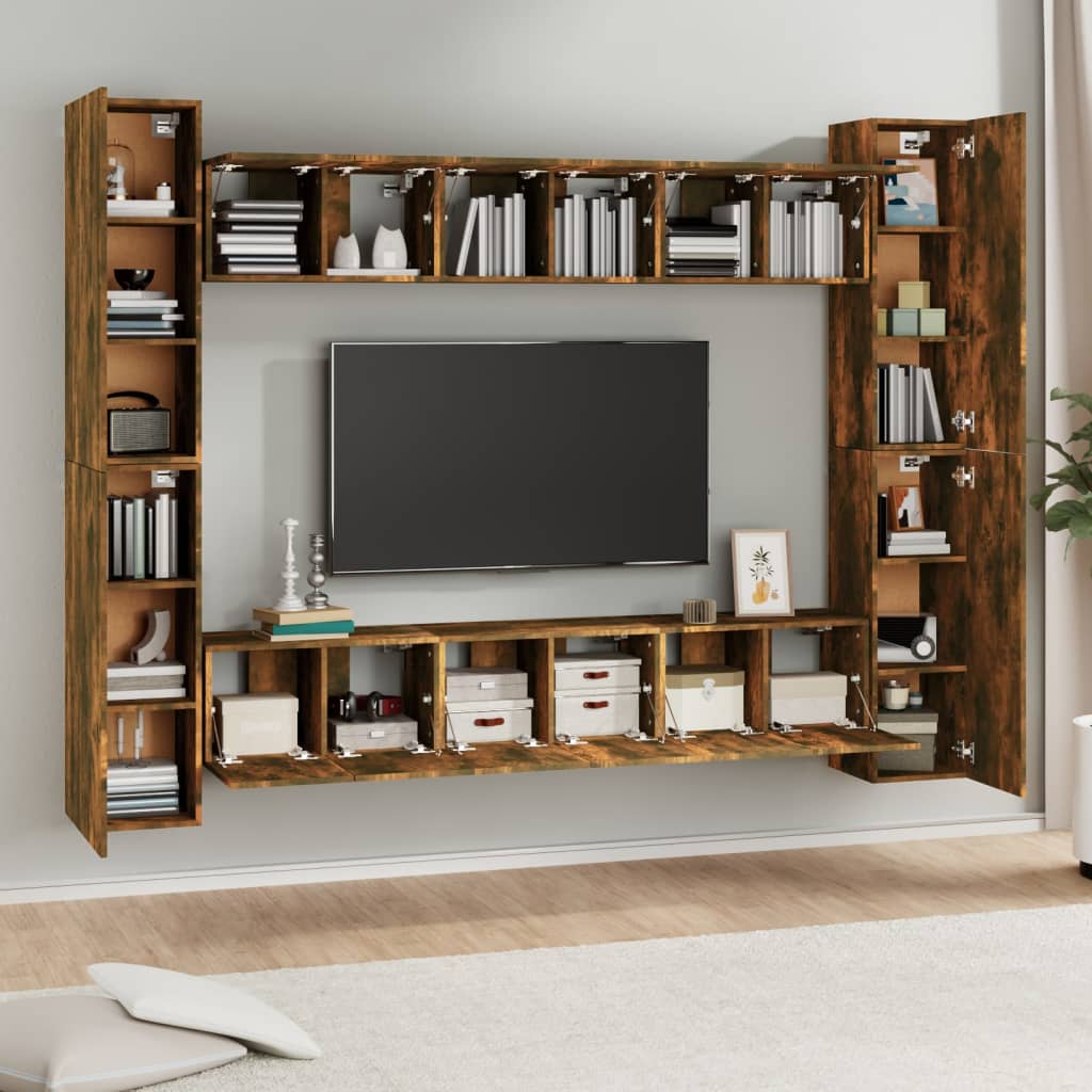 vidaXL Zestaw 10 szafek TV, przydymiony dąb, materiał drewnopochodny