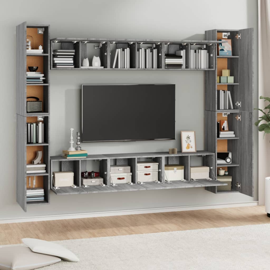 vidaXL Zestaw 10 szafek TV, szary dąb sonoma, materiał drewnopochodny