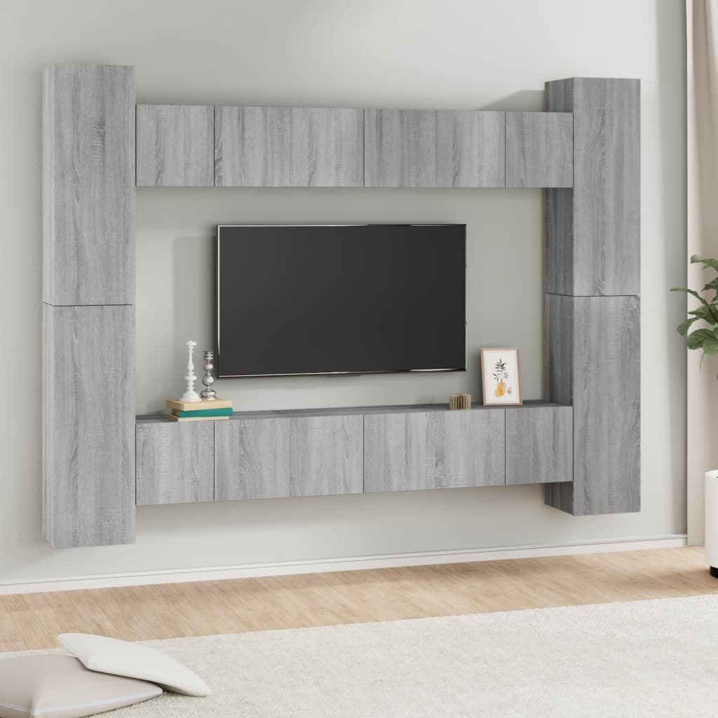 vidaXL Zestaw 10 szafek TV, szary dąb sonoma, materiał drewnopochodny