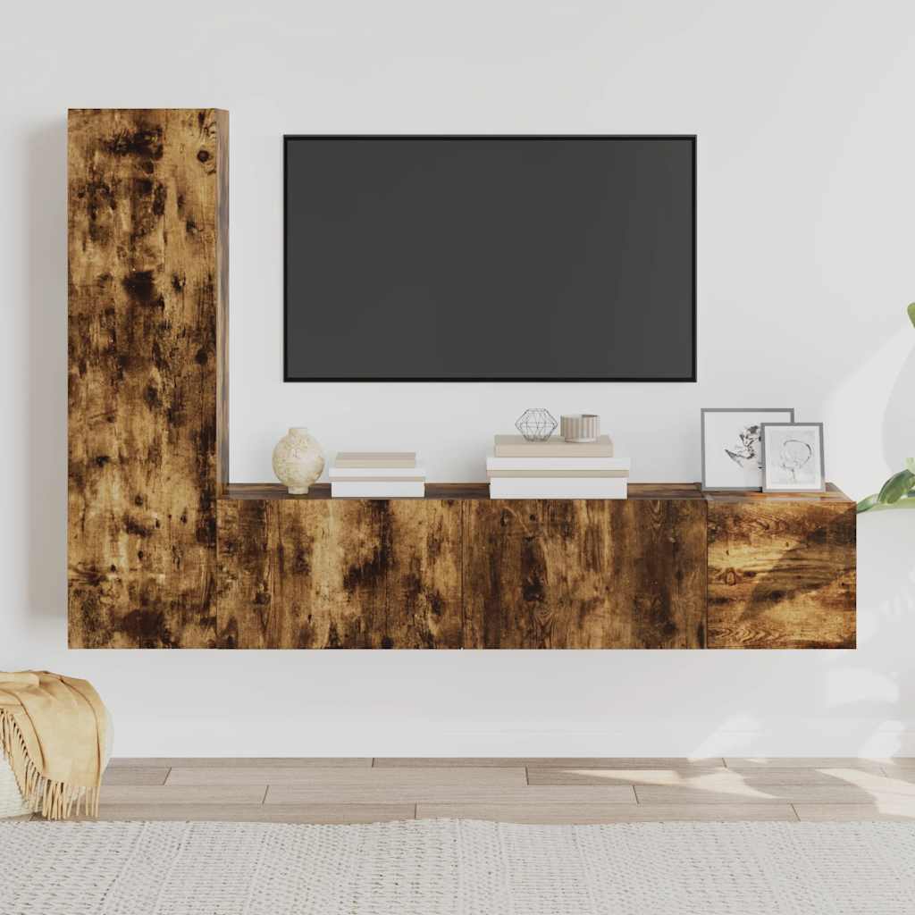 vidaXL Zestaw 3 szafek TV, przydymiony dąb, materiał drewnopochodny