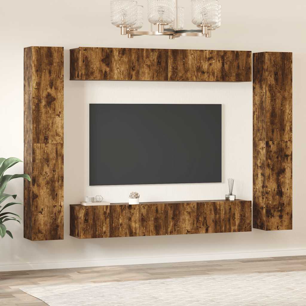 vidaXL Zestaw 10 szafek TV, przydymiony dąb, materiał drewnopochodny