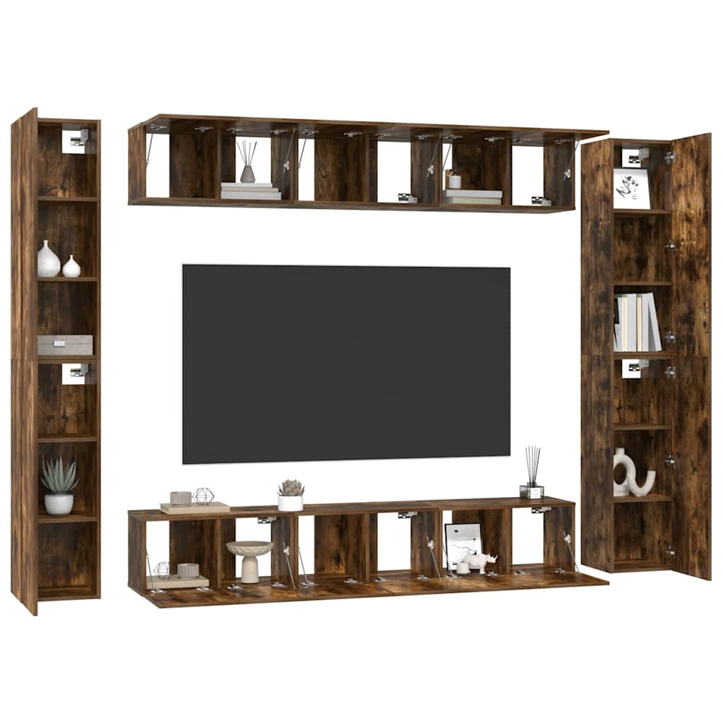 vidaXL Zestaw 10 szafek TV, przydymiony dąb, materiał drewnopochodny