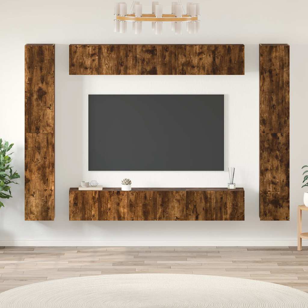 vidaXL Zestaw 10 szafek TV, przydymiony dąb, materiał drewnopochodny