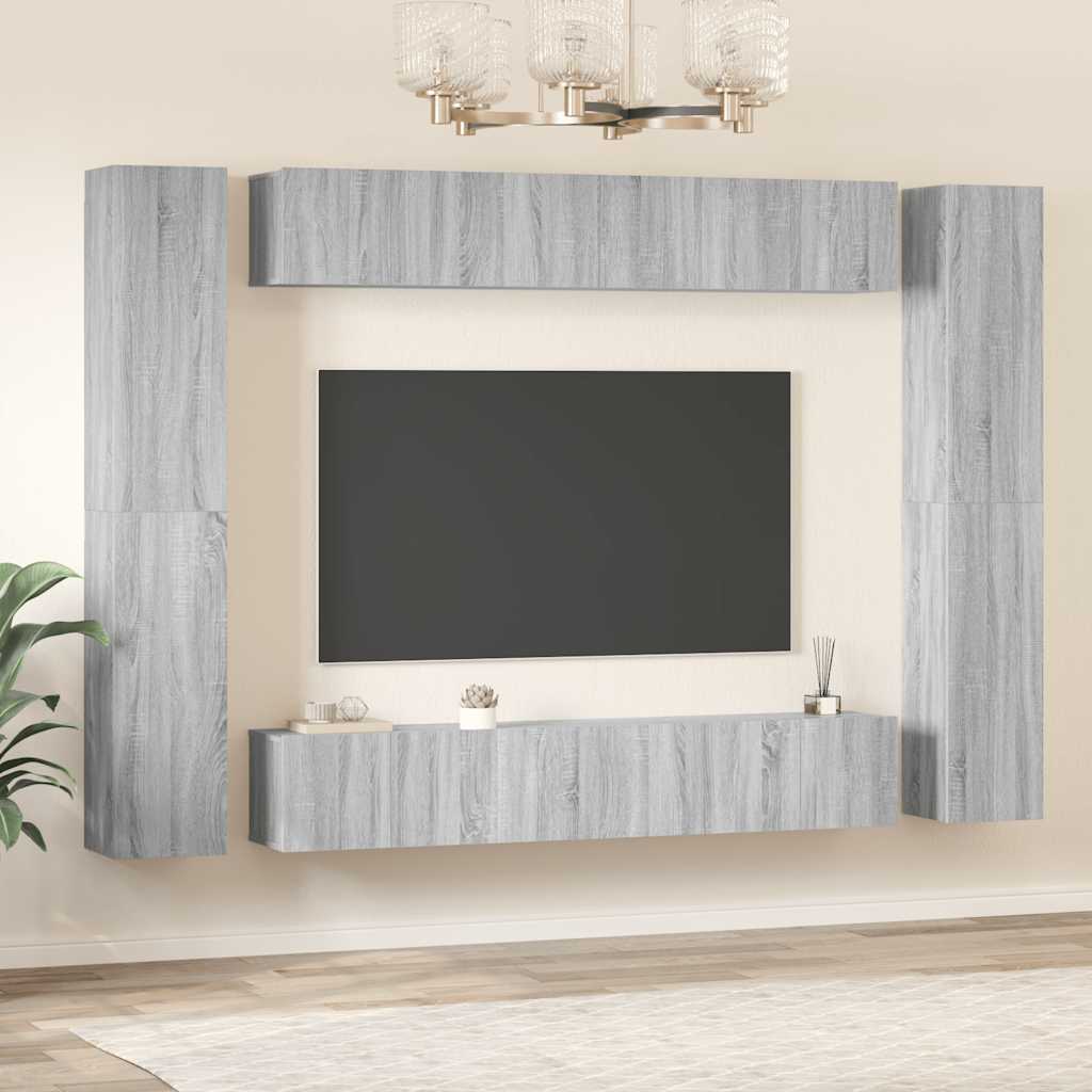 vidaXL Zestaw 10 szafek TV, szary dąb sonoma, materiał drewnopochodny