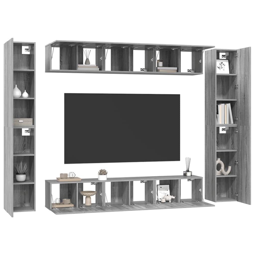vidaXL Zestaw 10 szafek TV, szary dąb sonoma, materiał drewnopochodny