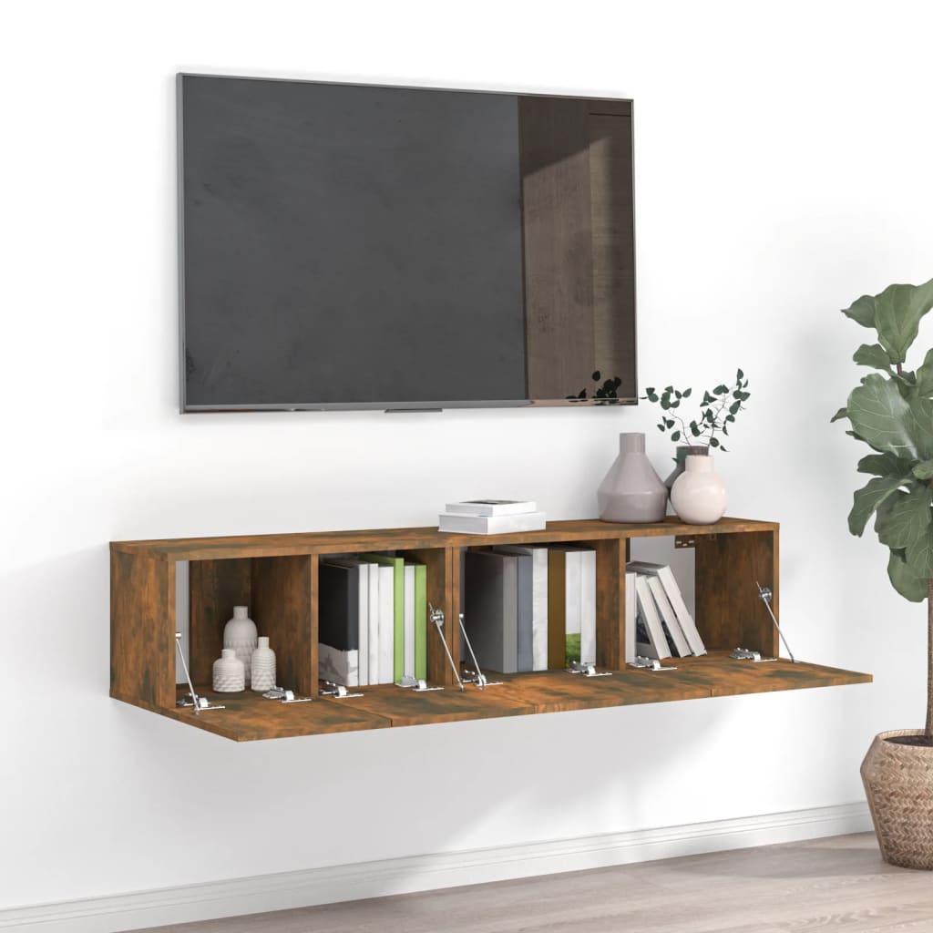 vidaXL Zestaw 2 szafek pod TV, przydymiony dąb materiał drewnopochodny