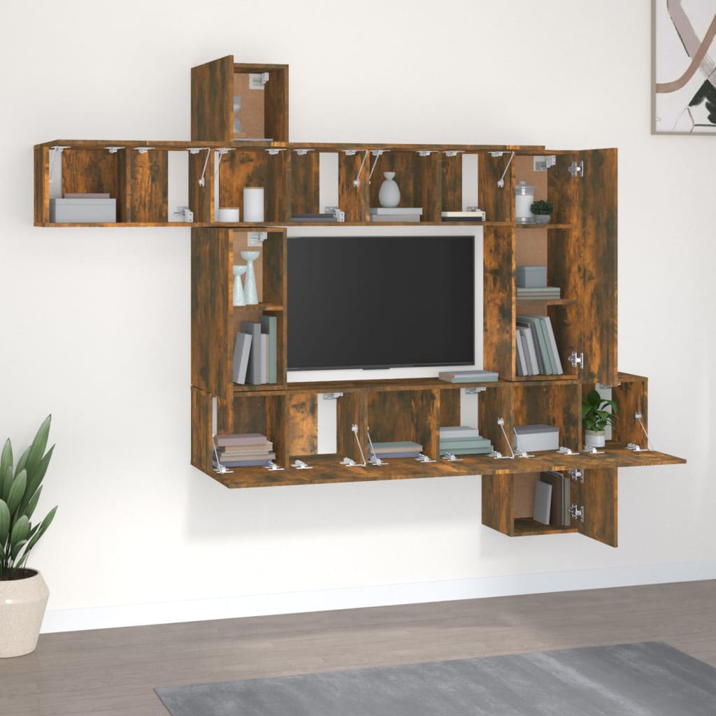 vidaXL Zestaw 10 szafek TV, przydymiony dąb, materiał drewnopochodny