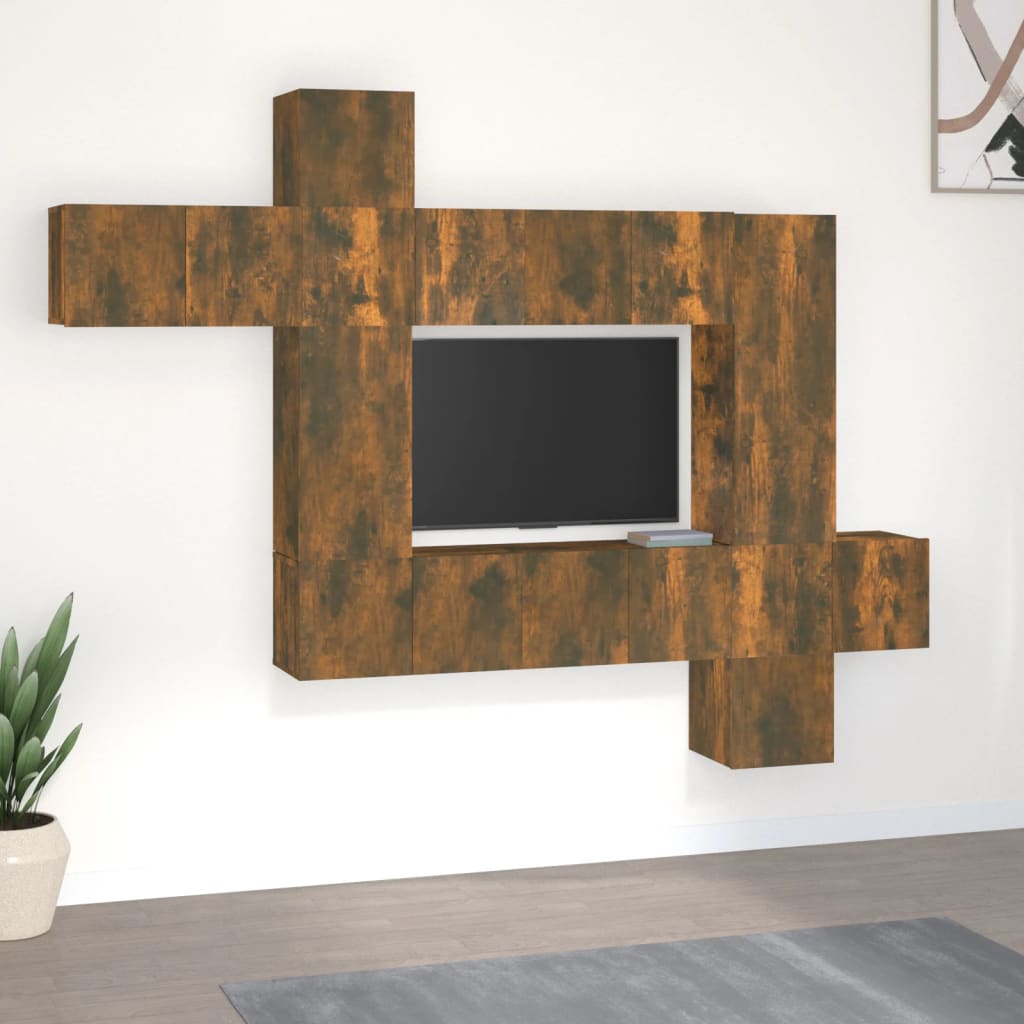 vidaXL Zestaw 10 szafek TV, przydymiony dąb, materiał drewnopochodny