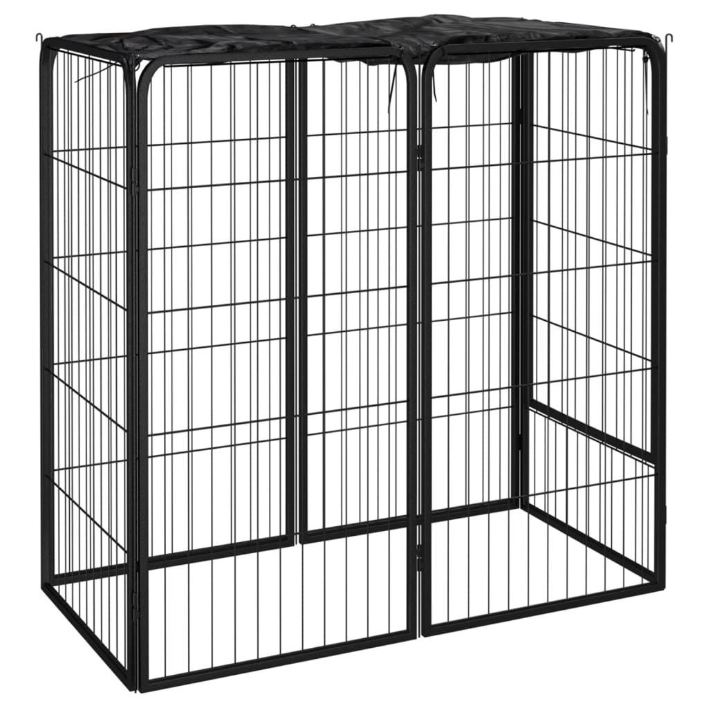 vidaXL Kojec dla psa, 6 paneli, czarny, 50x100 cm, stalowy