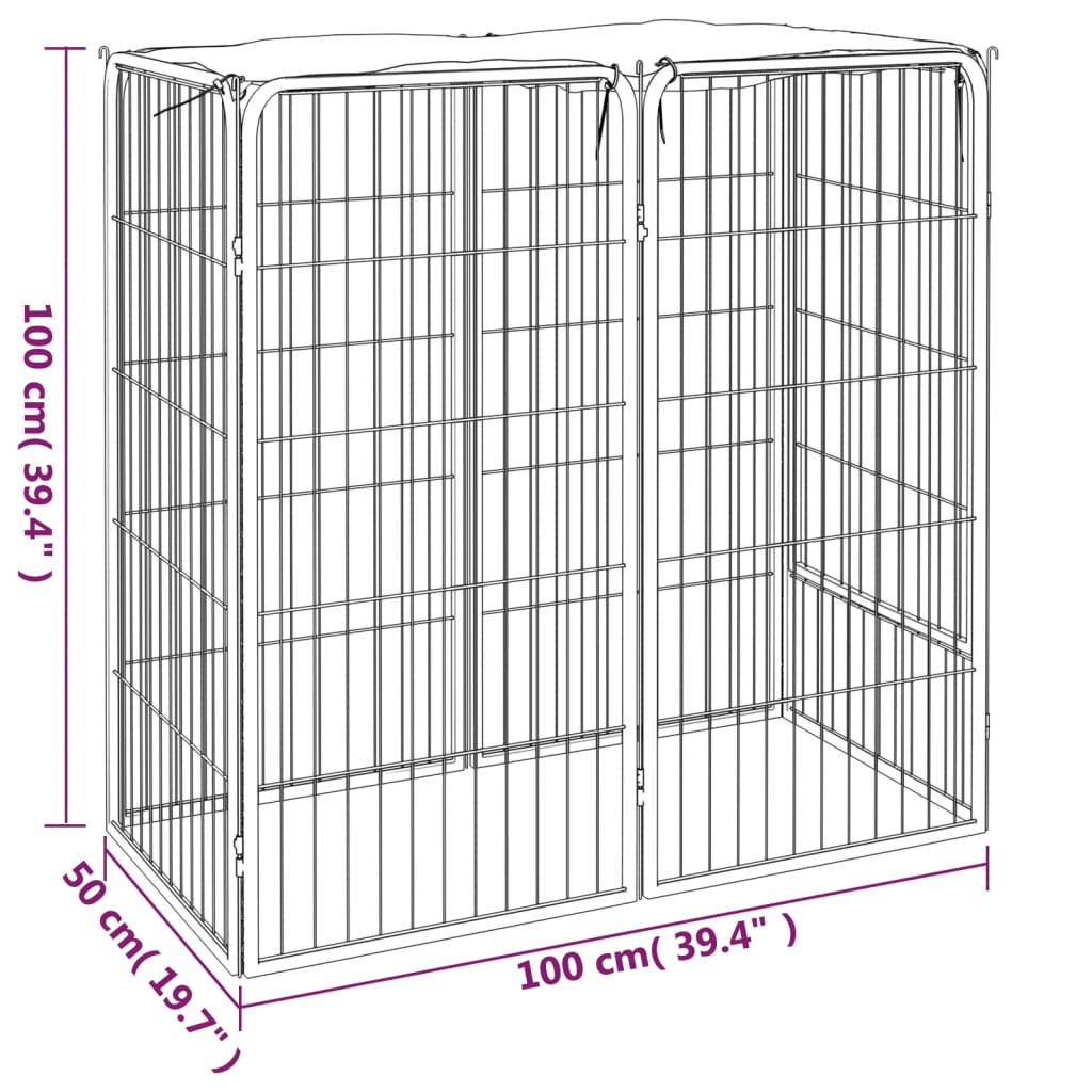 vidaXL Kojec dla psa, 6 paneli, czarny, 50x100 cm, stalowy