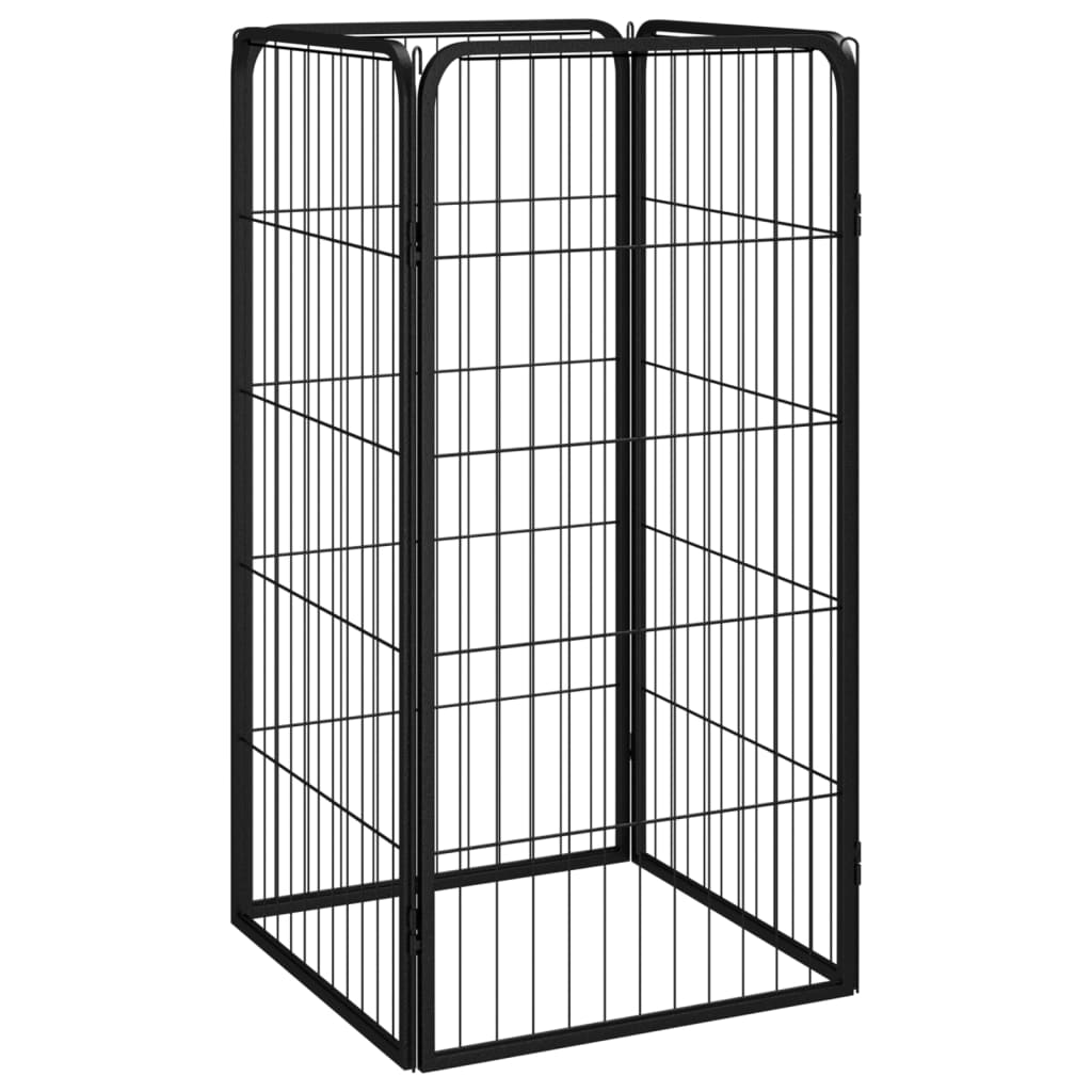 vidaXL Kojec dla psa, 4 panele, czarny, 50x100 cm, stalowy