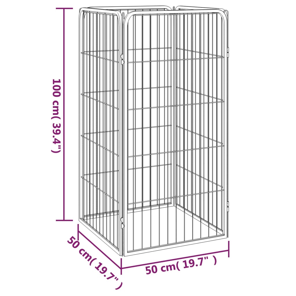 vidaXL Kojec dla psa, 4 panele, czarny, 50x100 cm, stalowy