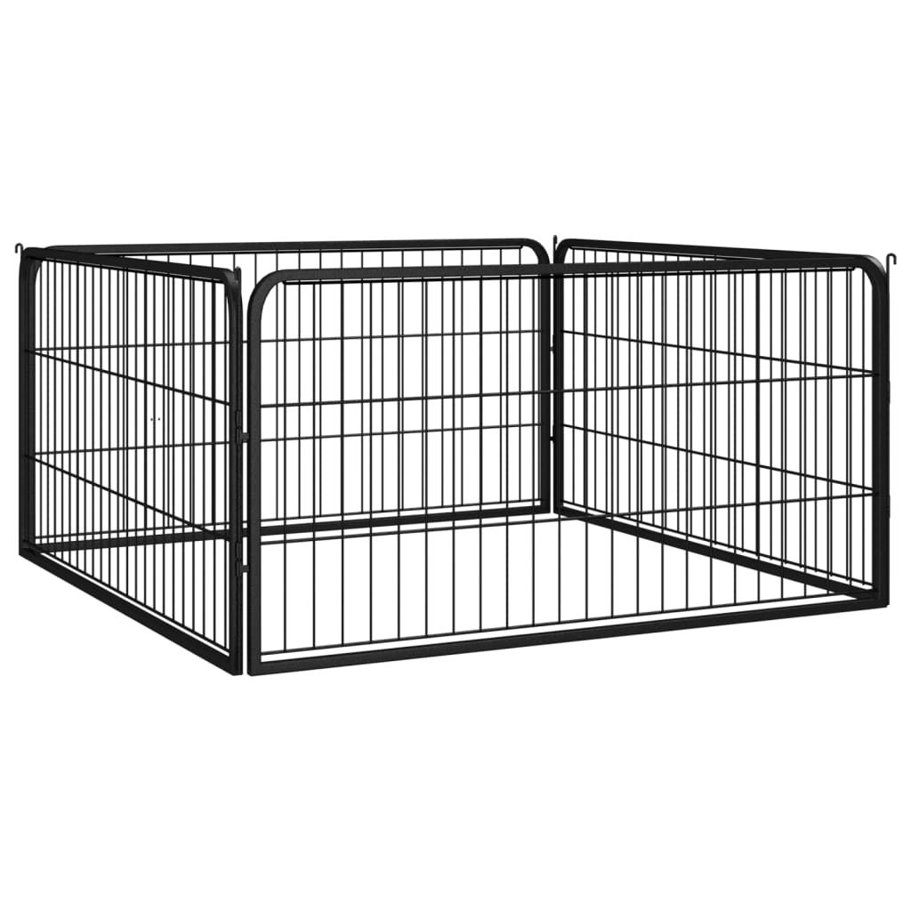 vidaXL Kojec dla psa, 4 panele, czarny, 100x50 cm, stalowy