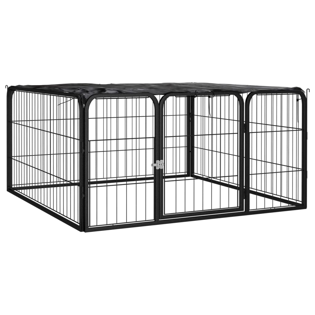 vidaXL Kojec dla psa, 4 panele, czarny, 100x50 cm, stalowy